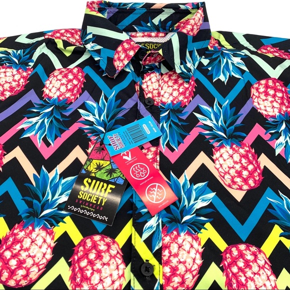 Men’s surf society Retro Pineapple Button up Tee - Picture 6 of 8